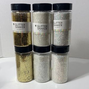 Glitter Shaker (6) 8 Ounce Disco Blue Purple Iridescent White Snow Gold